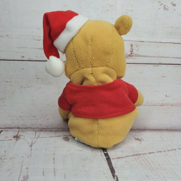 Christmas Winnie the Pooh 8" Plush Toy with Santa Hat – Holiday Bean Bag Collect - Picture 3 of 8
